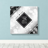 Elegant 25th Silver Wedding Jubileum Canvas Afdruk (Insitu (Houten vloer))