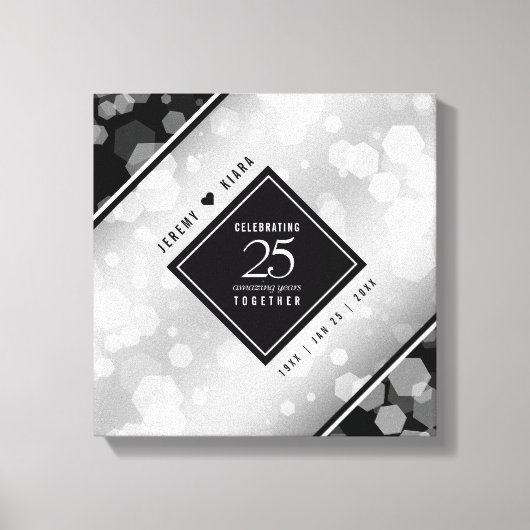 Elegant 25th Silver Wedding Jubileum Canvas Afdruk (Voorkant)