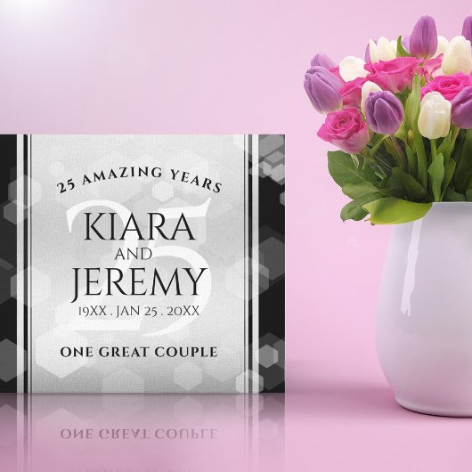 Elegant 25th Silver Wedding Jubileum Canvas Afdruk