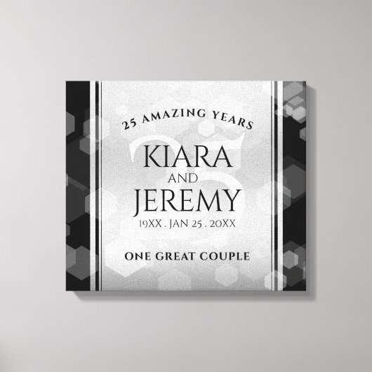Elegant 25th Silver Wedding Jubileum Canvas Afdruk (Voorkant)