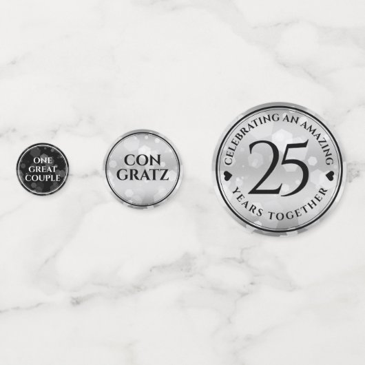 Elegant 25th Silver Wedding Jubileum Confetti (Voorkanten)
