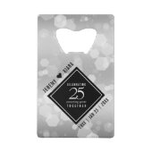 Elegant 25th Silver Wedding Jubileum Creditkaart Flessenopener (Voorkant)