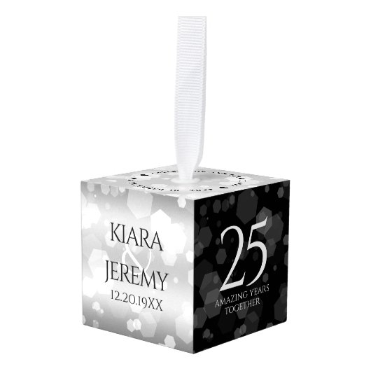 Elegant 25th Silver Wedding Jubileum Decoratie (Voorkant hoekig)