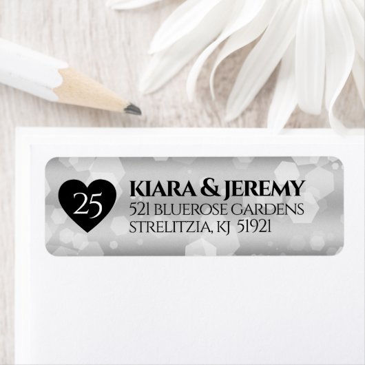 Elegant 25th Silver Wedding Jubileum Etiket (Insitu)