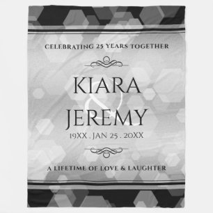 Elegant 25th Silver Wedding Jubileum Fleece Deken