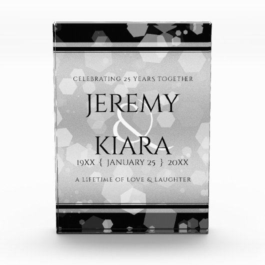 Elegant 25th Silver Wedding Jubileum Fotoblokken (Voorkant)