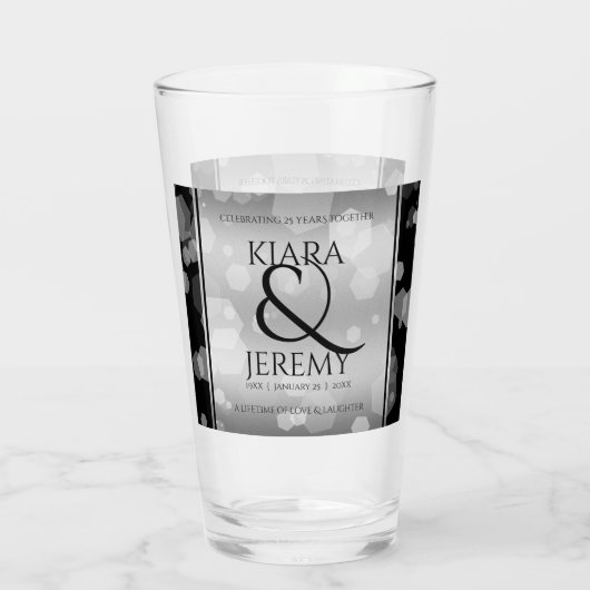 Elegant 25th Silver Wedding Jubileum Glas (Achterkant)