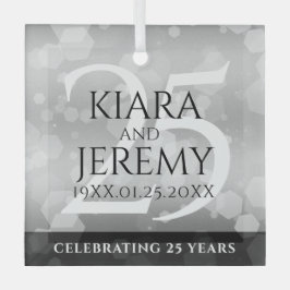 Elegant 25th Silver Wedding Jubileum Glas Ornament