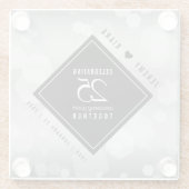 Elegant 25th Silver Wedding Jubileum Glazen Onderzetter (Achterkant)