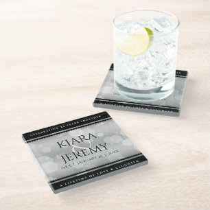 Elegant 25th Silver Wedding Jubileum Glazen Onderzetter