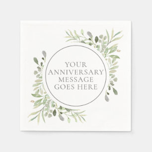 Elegant 25th Silver Wedding Jubileum Greenery Servet