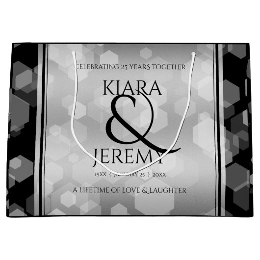 Elegant 25th Silver Wedding Jubileum Groot Cadeauzakje (Voorkant)