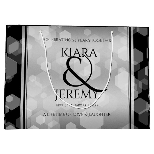 Elegant 25th Silver Wedding Jubileum Groot Cadeauzakje (Achterkant)