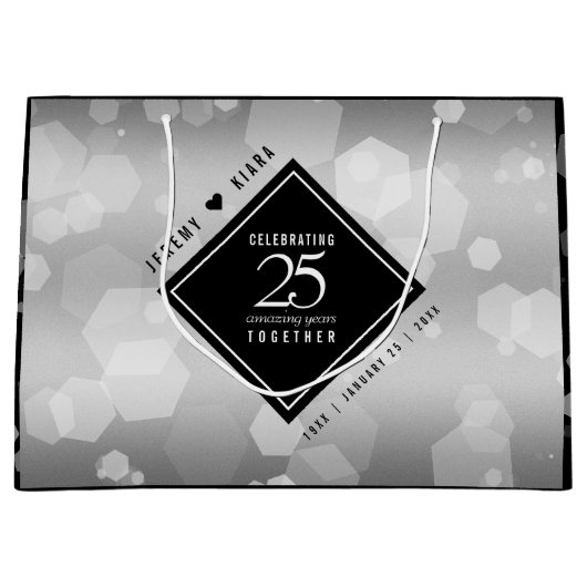 Elegant 25th Silver Wedding Jubileum Groot Cadeauzakje (Voorkant)