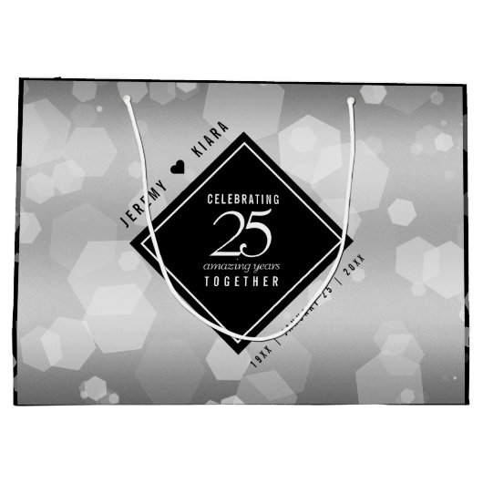 Elegant 25th Silver Wedding Jubileum Groot Cadeauzakje (Achterkant)