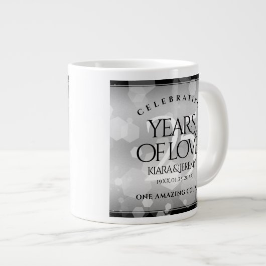 Elegant 25th Silver Wedding Jubileum Grote Koffiekop (Voorkant rechts)