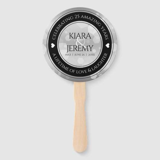 Elegant 25th Silver Wedding Jubileum Handwaaier (Achterkant)