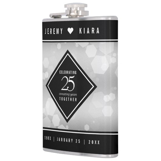 Elegant 25th Silver Wedding Jubileum Heupfles (Links)