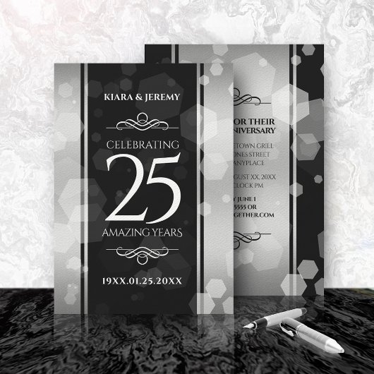 Elegant 25th Silver Wedding Jubileum Kaart