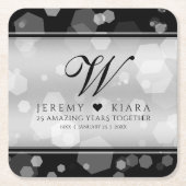 Elegant 25th Silver Wedding Jubileum Kartonnen Onderzetters (Voorkant)