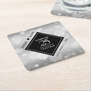 Elegant 25th Silver Wedding Jubileum Kartonnen Onderzetters