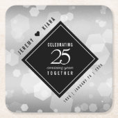 Elegant 25th Silver Wedding Jubileum Kartonnen Onderzetters (Voorkant)