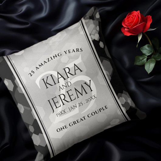 Elegant 25th Silver Wedding Jubileum Kussen