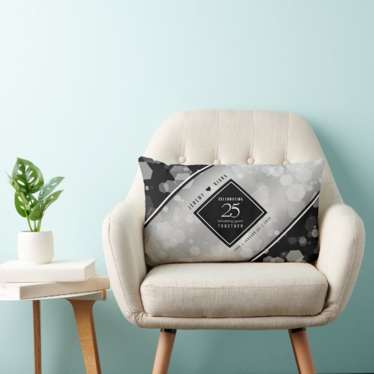 Elegant 25th Silver Wedding Jubileum Kussen (Stoel)