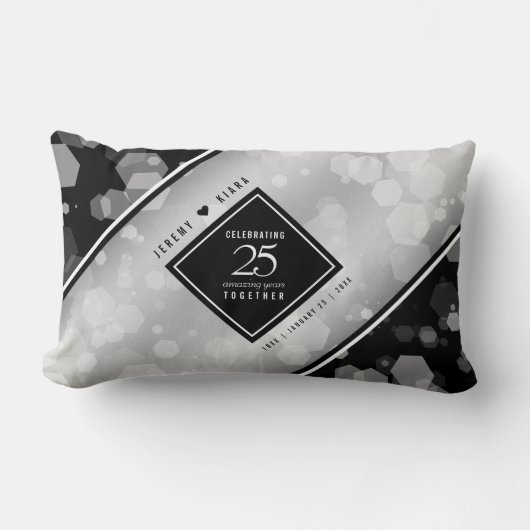 Elegant 25th Silver Wedding Jubileum Kussen (Voorkant)