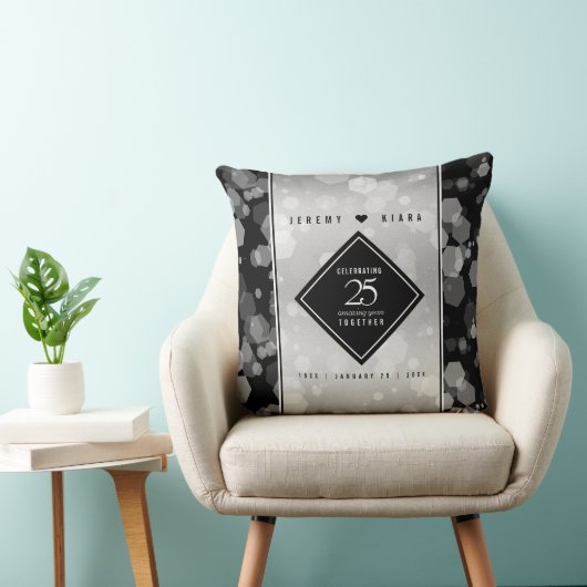Elegant 25th Silver Wedding Jubileum Kussen (Stoel)