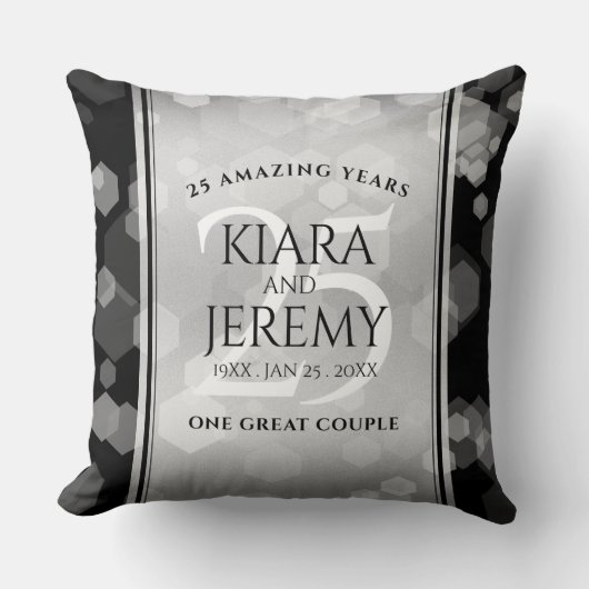 Elegant 25th Silver Wedding Jubileum Kussen (Voorkant)
