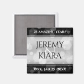 Elegant 25th Silver Wedding Jubileum Magneet (Voorkant / Achterkant)