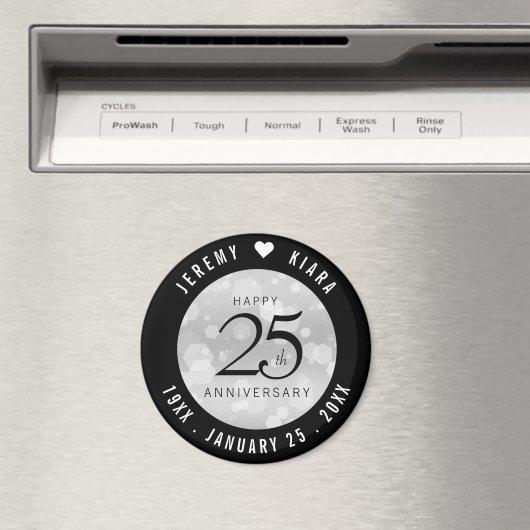 Elegant 25th Silver Wedding Jubileum Magneet (Insitu (Vaatwasser))