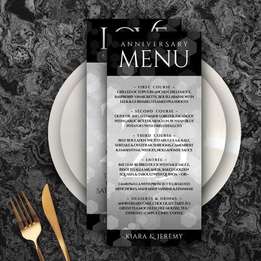Elegant 25th Silver Wedding Jubileum Menu