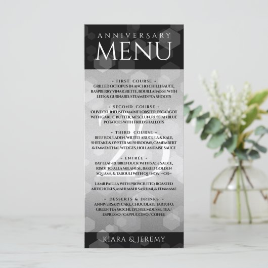 Elegant 25th Silver Wedding Jubileum Menu (Staand voorkant)