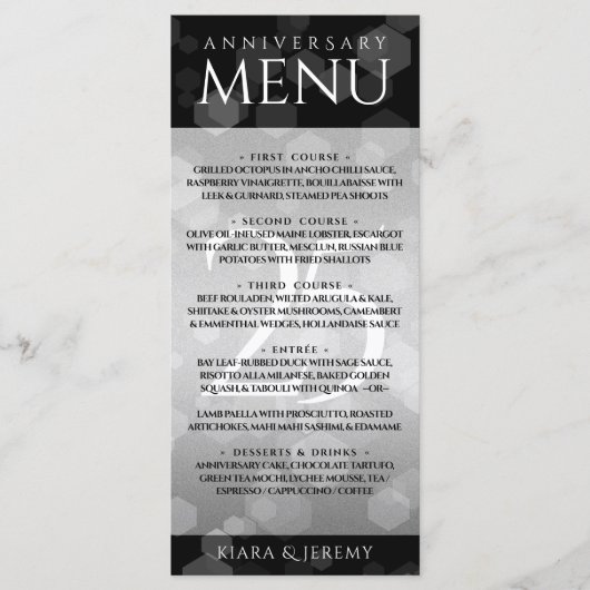 Elegant 25th Silver Wedding Jubileum Menu (Voorkant)