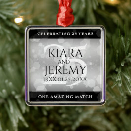 Elegant 25th Silver Wedding Jubileum Metalen Ornament