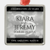 Elegant 25th Silver Wedding Jubileum Metalen Ornament (Voorkant)