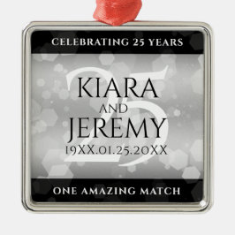 Elegant 25th Silver Wedding Jubileum Metalen Ornament