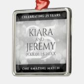 Elegant 25th Silver Wedding Jubileum Metalen Ornament (Links)