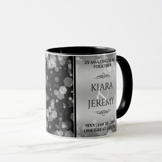 Elegant 25th Silver Wedding Jubileum Mok (Voorkant rechts)