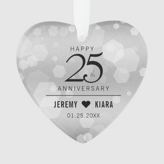 Elegant 25th Silver Wedding Jubileum Ornament (voorkant)