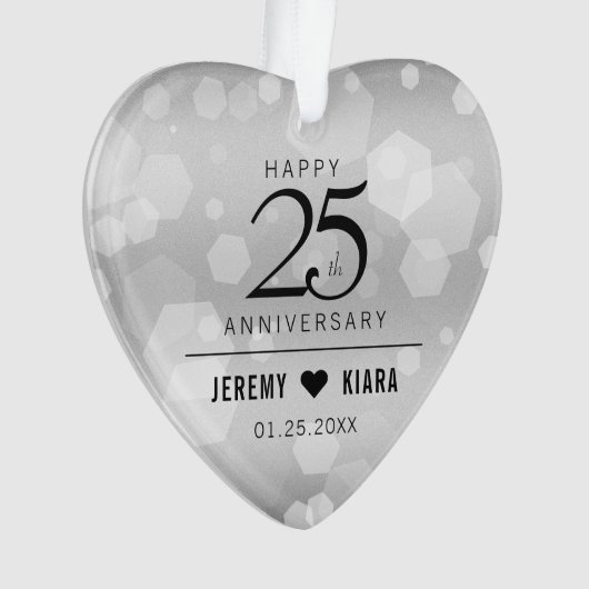 Elegant 25th Silver Wedding Jubileum Ornament (voorkant)