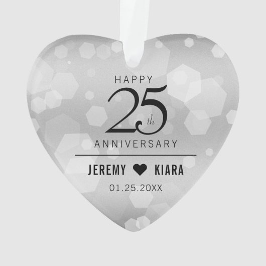 Elegant 25th Silver Wedding Jubileum Ornament (achterkant)