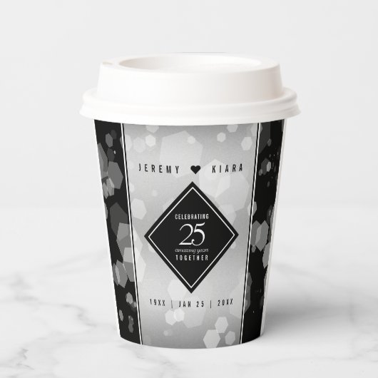 Elegant 25th Silver Wedding Jubileum Papieren Bekers (Achterkant)