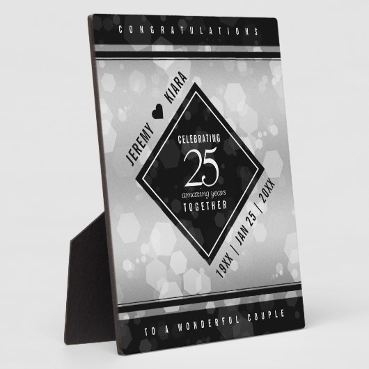 Elegant 25th Silver Wedding Jubileum Plaque Fotoplaat (Zijkant)