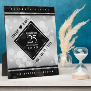 Elegant 25th Silver Wedding Jubileum Plaque Fotoplaat