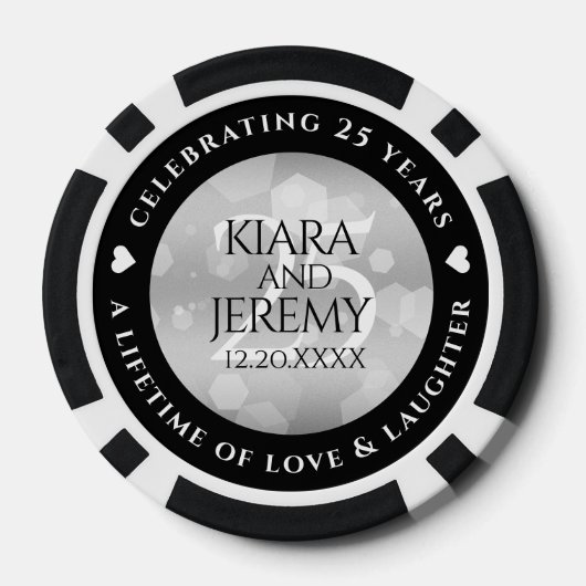 Elegant 25th Silver Wedding Jubileum Poker Chips (Achterkant)