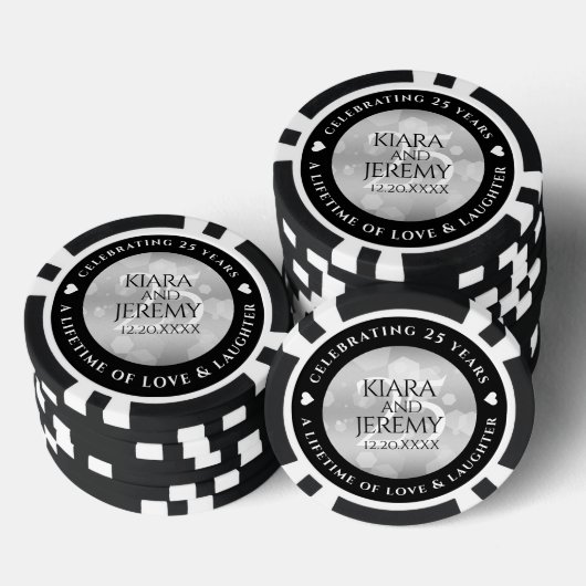 Elegant 25th Silver Wedding Jubileum Poker Chips (Opstapeling)