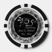 Elegant 25th Silver Wedding Jubileum Pokerchips (Voorkant)